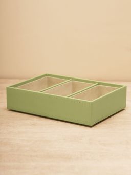 Pure Home + Living - Green Three Part Faux Leather Organizer