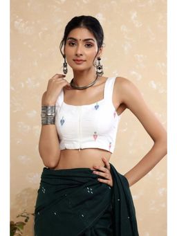 Sutra Art of Clothing - White Woven Surmai Jamdani Stitched Blouse