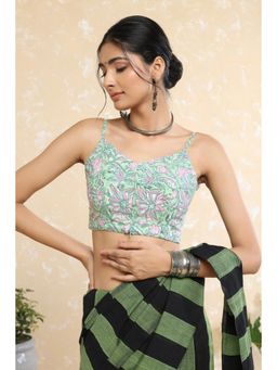 Sutra Art of Clothing - Green Ivy Block Print Stitched Blouse