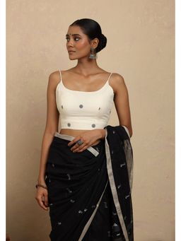 Sutra Art of Clothing - Off White Polka-Dot Jamdani Stitched Blouse