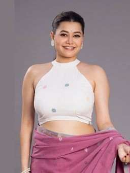 Sutra Art of Clothing - White Shweta Phool Jamdani Stitched Blouse