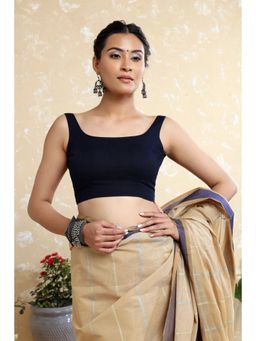 Sutra Art of Clothing - Navy Blue Cotton Basic Neeli Syahi Stitched Blouse