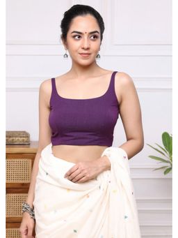 Sutra Art of Clothing - Purple Cotton Basic Begani Stitched Blouse