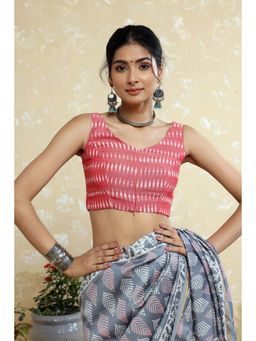 Sutra Art of Clothing - Pink Blush Ikat Print Stitched Blouse