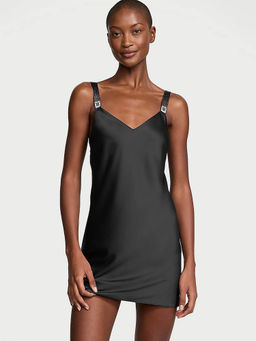 Victoria's Secret - Black Scattered Shine Strap Satin Strappy-Back Nightdress