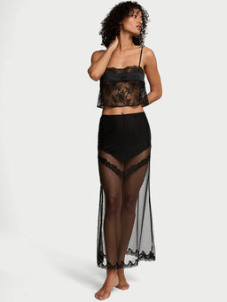 Victoria's Secret - Black Rose Lace Crop Top and Skirt