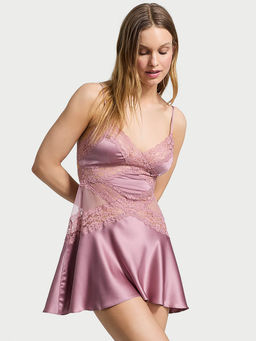 Victoria's Secret - Pink Dream Angels Dare to Dream Lace and Satin Flounce Nightdress