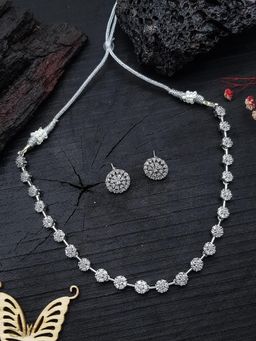 GRIIHAM - Rhodium Plated Premium Trendy Cz Stone Necklace Set