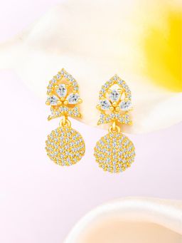 Peora - Gold Plated White Cubic Zirconia Studded Drop Earrings