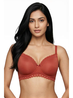 Zivame - Padded Non Wired 3/4th Coverage T-Shirt Bra - Burnt Brick