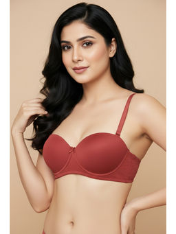 Zivame - Padded Regular Wired 3/4th Coverage Strapless Bra - Burnt Brick