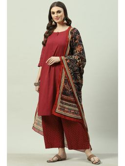 Biba - Women Maroon Embroidered Palazzo (Set of 3)