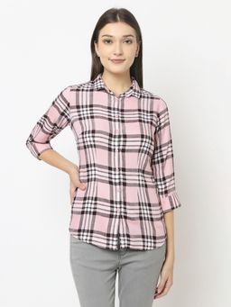 CRIMSOUNE CLUB - Women Light Pink Shirt In Tartan Check Print