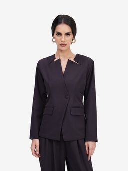 Strong And Brave - Black Polyester Solid Blazer