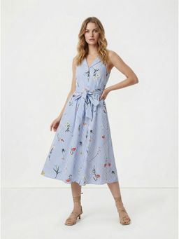 Cover Story - Blue Cotton Stripes Flared Dress