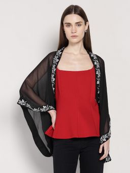 Cover Story - Black Embroidered Overlay Jacket