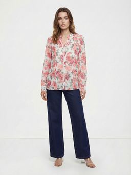 Cover Story - Off White Polyester Floral Top