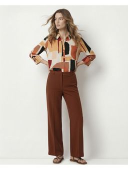 Cover Story - Brown Polyester Abstract Shirt