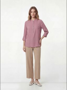 Cover Story - Mauve Polyester Solid Shirt