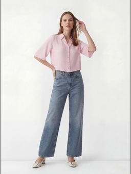 Cover Story - Pink Polyester Solid Shirt
