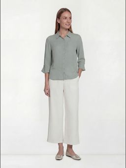 Cover Story - Green Polyester Solid Shirt