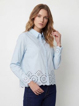 Cover Story - Blue Cotton Textured Shirt
