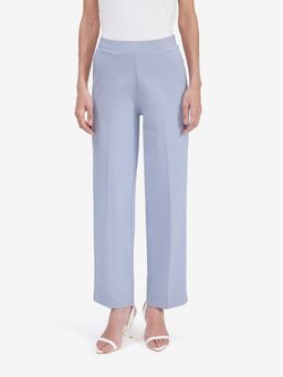 Strong And Brave - Blue Viscose Rayon Solid Straight Trouser