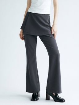 Outzidr - Grey Dual Styled Skirt and Flared Track Pant
