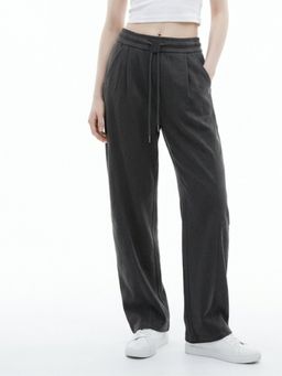 Outzidr - Charcoal Mid Waist Straight Leg Track Pant