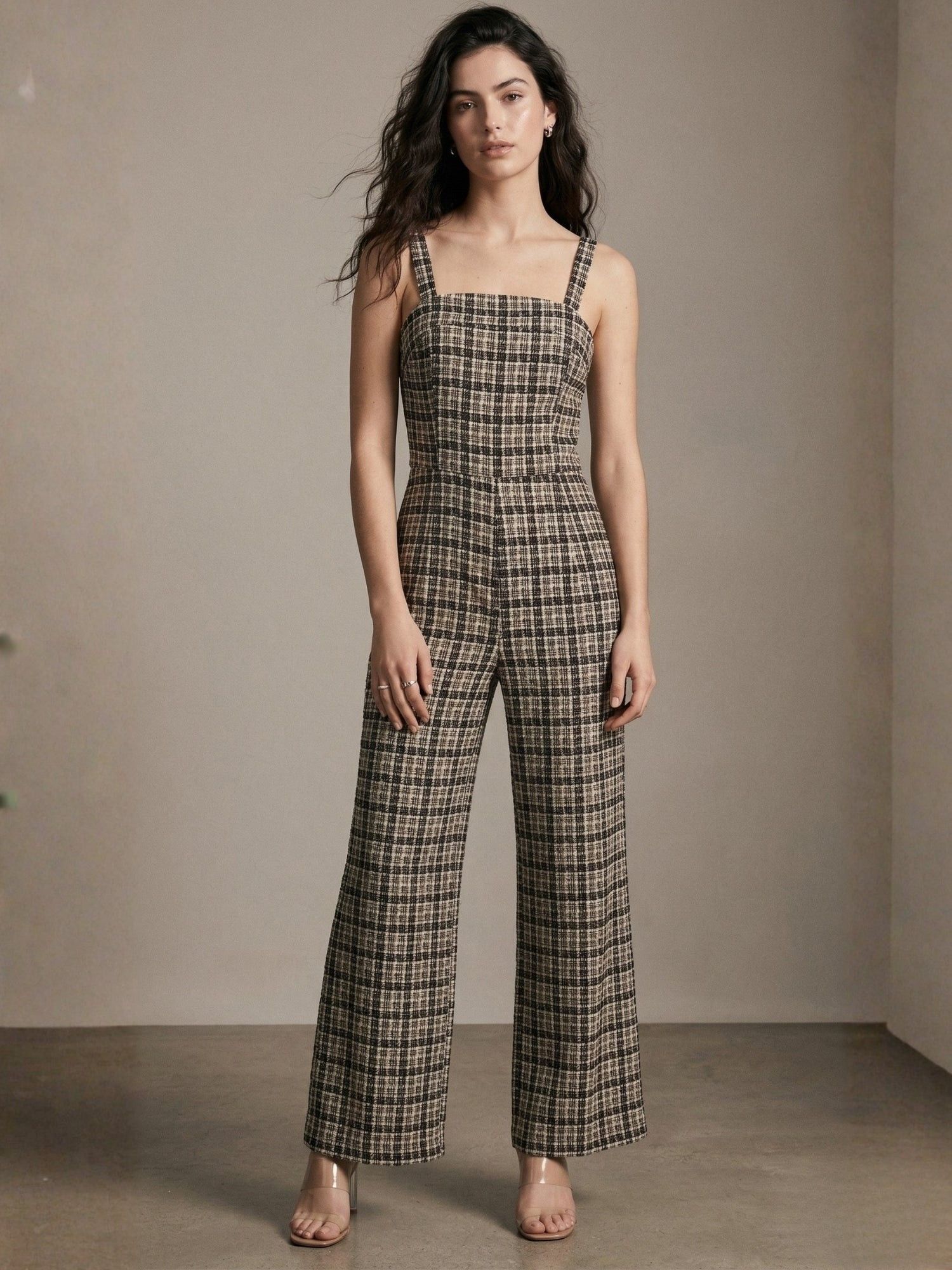 outzidr Grey Polyester Checks Jumpsuit-picture-34