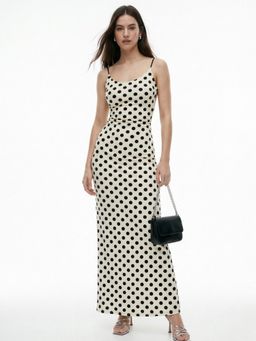 Outzidr - White Polyester Polka Dots Bodycon Dress