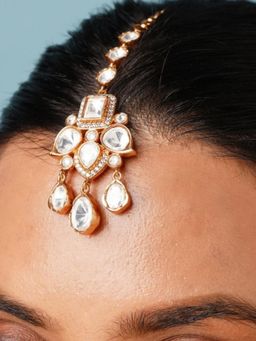 Abdesigns - Elite Gold Plated Polki Kundan Studded Maangtikka