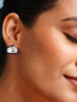 Abdesigns - Elegant Gold Plated Polki Stud Earrings