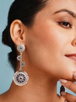 Abdesigns - Elegant Blue German Silver Plated Drop Earrings
