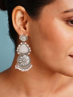 Abdesigns - Elegant White German Silver Plated Pearl Drop Earrings