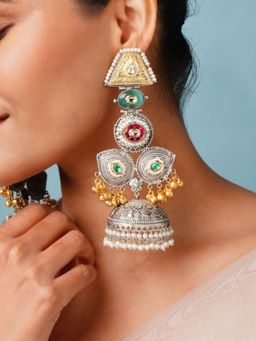 Abdesigns - Multi-Color Elegant Dual Plated Jhumka Earrings