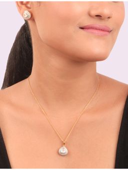 Sica Jewellery - 925 Silver Moissanite Polki Trikona Pendant Necklace Set