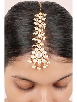 Sica Jewellery - 925 Silver Moissanite Polki Kundan Pearl Maangtikka