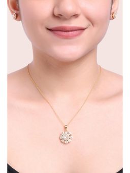 Sica Jewellery - 925 Silver Moissanite Polki Floral Pendant Necklace Set