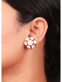 Sica Jewellery - 925 Silver Moissanite Kundan Red Meenakari Stud Earrings