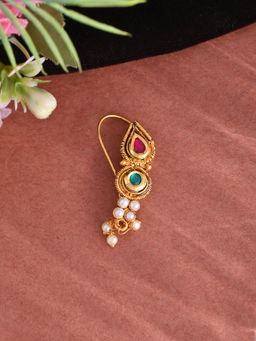 Silvermerc Designs - Multi-Color Stones and Pearl Gold-Plated Nath