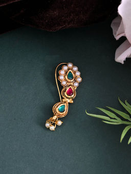 Silvermerc Designs - Gold-Plated Multi-Color Stones and Pearl Nath