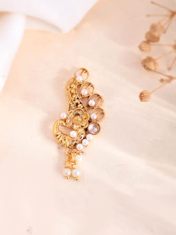 Silvermerc Designs - Gold Plated White Pearl and Crystal Nath