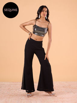 Gajra Gang - Shimmer Black Foil Strappy Blouse