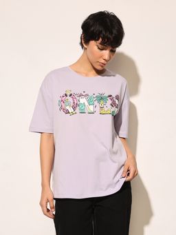 ONLY - Purple Printed Cotton T-Shirt