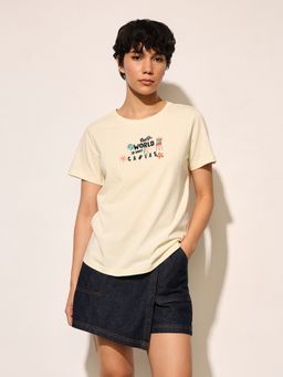 ONLY - Cream Printed T-Shirt