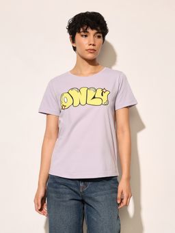 ONLY - Purple Typographic Logo Print T-Shirt