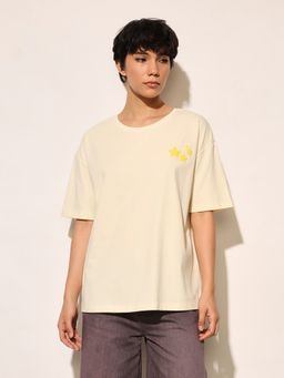 ONLY - Yellow Cotton Printed T-Shirt