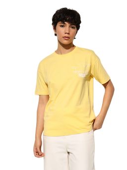 ONLY - Yellow Printed Cotton T-Shirt