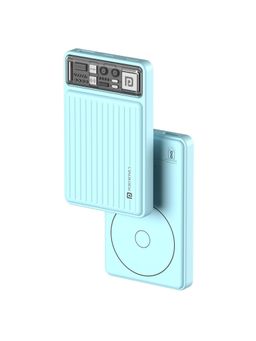 Portronics - Luxcell Wireless Mini 10000 mAh 15W Magnetic Wireless Power Bank (Light Blue)